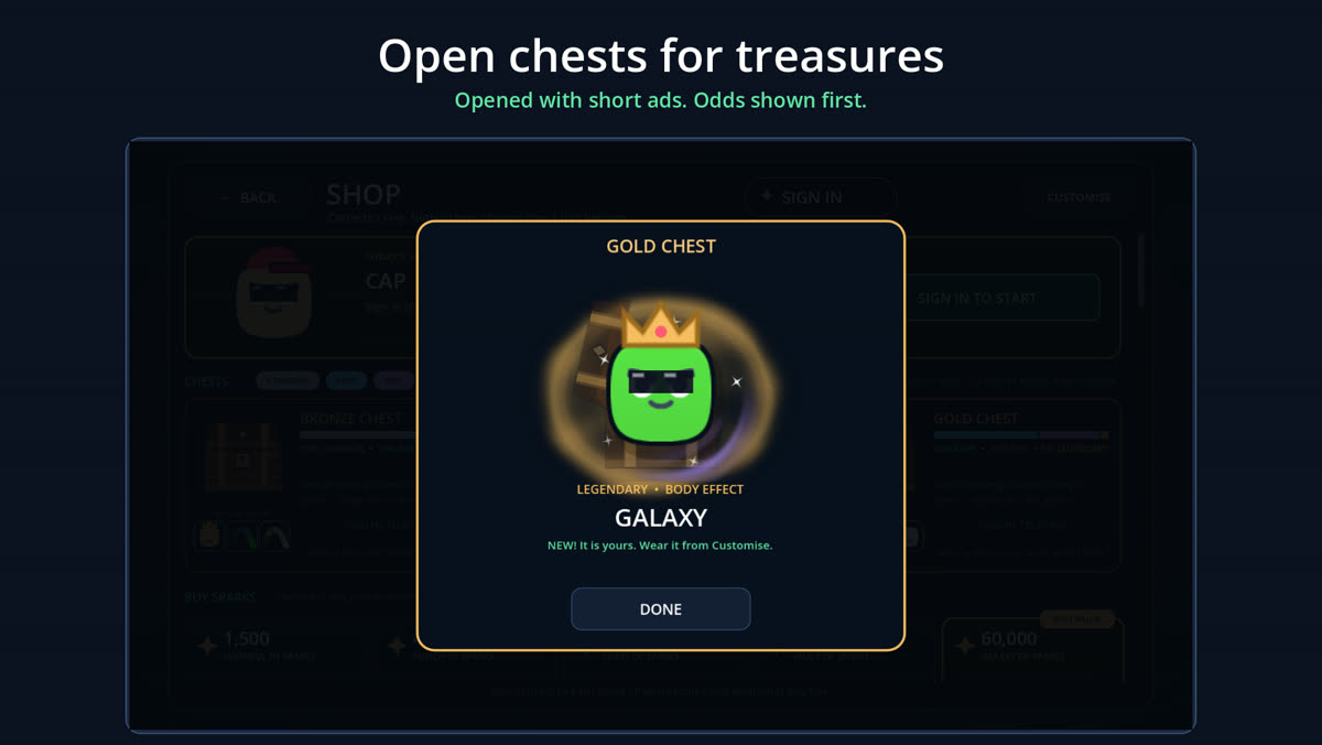 Opening a chest with the odds shown
